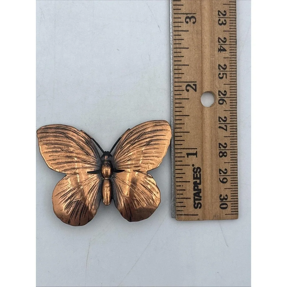 Vintage copper butterfly insect brooch pin